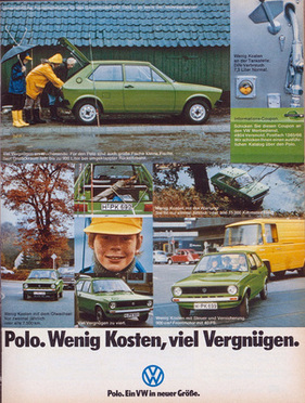 VW Polo (1975) - in der Werbung - wenig Kosten, viel Vergnügen