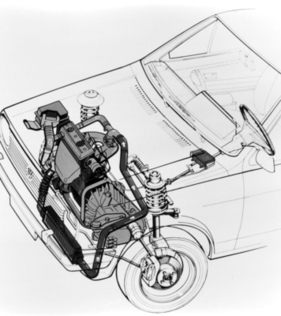 VW Polo Coupé GT G40 (1987) – Zeichnung des Ladeluft-Kreislaufs