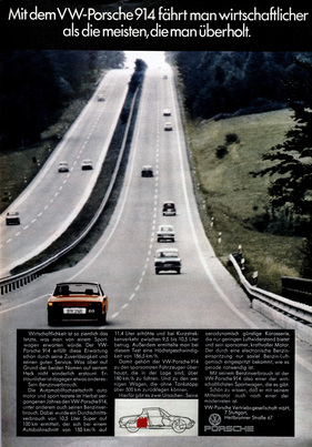 VW-Porsche 914 (1970) - Werbung - sparsamer als alle, die er überholt