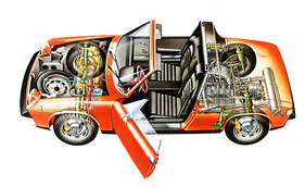 VW-Porsche 914 (1971) - Durchsichtszeichnung des Vierzylinders