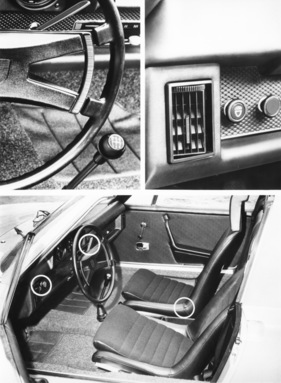 VW-Porsche 914 (1972) - Neuerungen im Interieur - einstellbarer Beifahrersitz, Wischerhebel am Lenkrad und Lufteinlässe