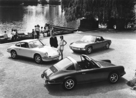 VW-Porsche 914 (1972) - zusammen mit 911 Targa und Coupé (v. r. n. l.)