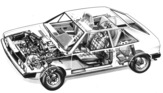 VW Scirocco (1974) - Durchsichtsdarstellung des neuen Coupés