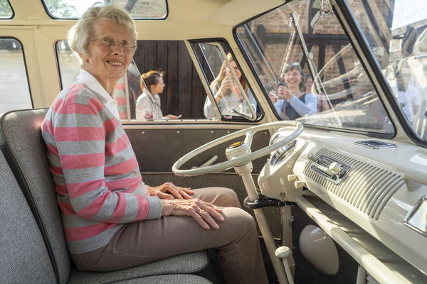Image: VW T1 Samba (1975) - This Samba was owned by the Schönbach family for 50 years. Renate Schönbach is delighted to see it again.