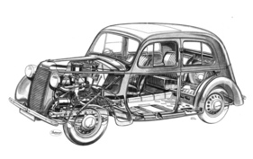Vauxhall 12-4 (1946) - Durchsichtszeichnung