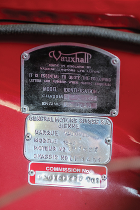 Vauxhall "Zimmerli" (1948) - Chassis-Plaketten und Kommissionsnummer (1948)