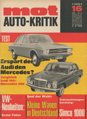 Vergleich Audi 100 : Mercedes 200 - Titelseite