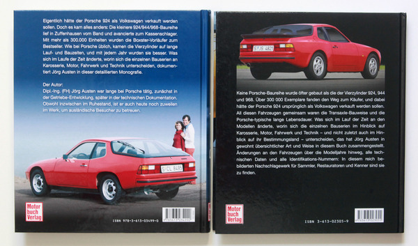 Vergleich Version 2013 und 2003 - Einband hinten - Buch "Porsche 924 / 944 / 968"