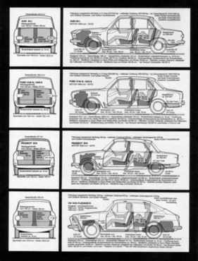 Vergleichszeichnungen (Audi 60 L, Ford 15 M, Peugeot 304, VW 1600)
