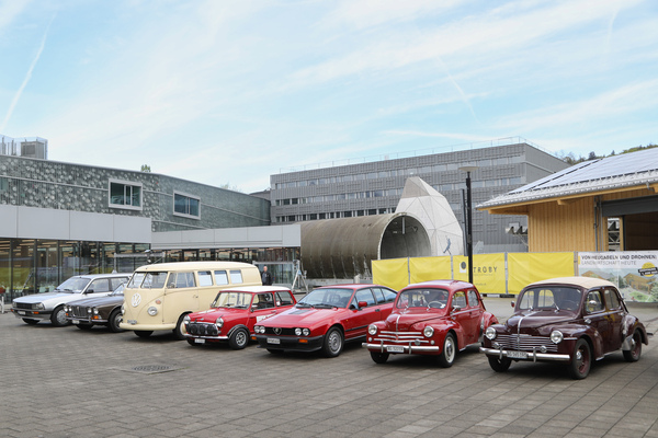 Variety here too - two Renault 4 CVs, Alfa Romeo GTV6, Mini Cooper, VW Bus T1, Jaguar XJ, etc. - 8th SHVF Assembly of Delegates on April 29, 2023