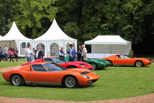 Viermal Lamborghini Miura P400 SV - Concours d'Elégance Suisse 2016