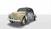 Virtuelles Renault-Museum "The Originals" – Renault 4CV (1949) – der "Heck" darf natürlich nicht fehlen.