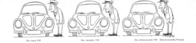 Volkswagen 1200 Export (1961) – Karikatur zur Wolfsburger Modellkonstanz