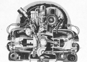 Volkswagen 1200 Export (1961) – Schnitt durch den neuen 34-PS-Motor für 1961
