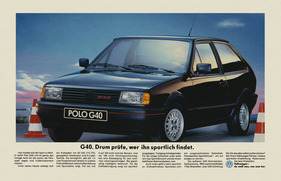 Volkswagen Polo G40 (1991) – frühe Werbeanzeige noch mit orangen Blinkern