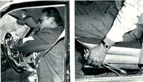 Volvo 122 S (1960) - Seat belts, handbrake to the left of the driver's seat