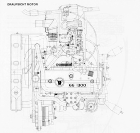 Volvo 66 GL (1975) – Draufsicht Motor