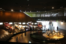 Little daylight and lots of artificial light at the Mercedes Museum in Stuttgart