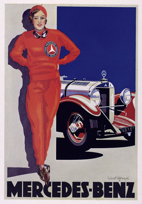 Werbeanzeige Daimler-Benz AG - Motiv - Frau in Rot und Mercedes-Benz 26/120/180 PS Typ S - Agentur - Offelsmeyer Cucuel - erschienen in "Elegante Welt", Nr. 18, 1928 Werbeanzeige Daimler-Benz AG - Motiv - Frau in Rot und Mercedes-Benz 26/120/180 PS Typ S - Agentur - Offelsmeyer Cucuel - erschienen in "Elegante Welt", Nr. 18, 1928