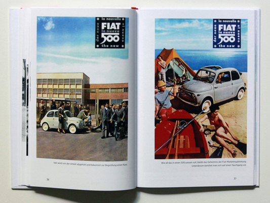 Werbeaufnahmen von damals, rückblickend beschrieben - Buch "Bewegte Zeiten - Fiat 500"