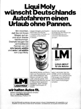 Advertising for Liqui Moly in 1973