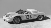 Werksfoto des Porsche 718/4 RS Spyder aufgenommen vor Le Mans 1961