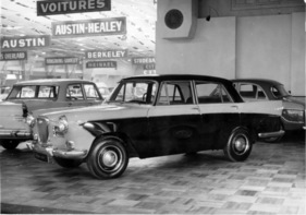 Wolseley 15/60 - mit der neuen Pin-Farina-Linie, die man auch bei Austin und MG sieht - Genfer Autosmobilsalon 1959