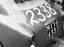 Zagato Mille Miglia 750 (1951) - das Heck der Startnummer 2338 'In Rodaggio' an der Mille Miglia 1951