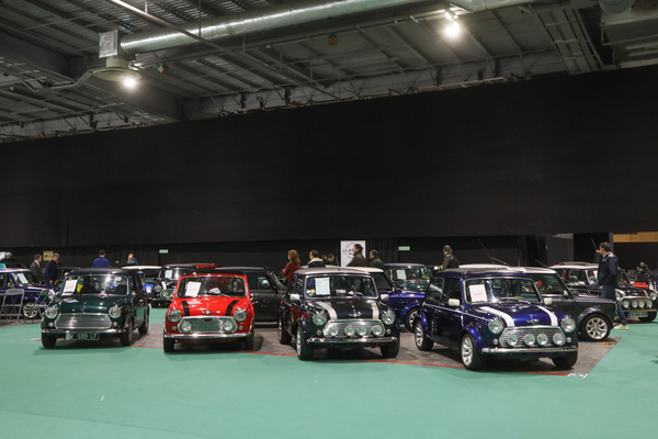 Zahlreiche Minis zu verkaufen im Bereich der günstigen Klassiker - Rétromobile Paris 2024
