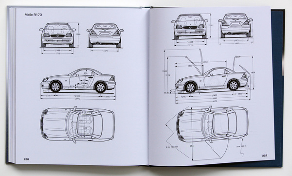 Bild Zeichnungen mit Dimensionen im Anhang - Buch "Mercedes-Benz SLK & SLC - Alle Generationen, alle Baureihen"