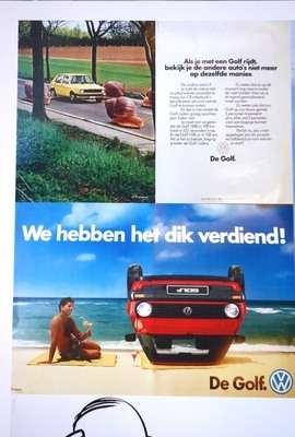 Zeitgenössische VW-Werbung aus Belgien – Sonderausstellung "50 Years of Golf" in der Autoworld Brüssel Zeitgenössische VW-Werbung aus Belgien – Sonderausstellung "50 Years of Golf" in der Autoworld Brüssel