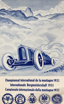 Zeittypisch martialisch: Plakat zum Lauf der Internationalen Bergmeisterschaft am Stilfser Joch 1932.