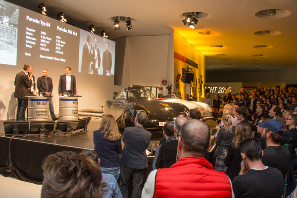 Zipser und Landenberger begrüssen Schmidt und König, die Prototyp-Automuseums-Macher - Porsche Sound Nacht 2015