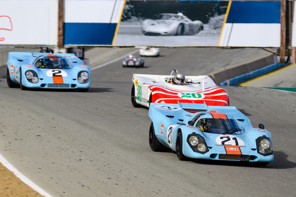 Zwei Porsche 917 im Gulf-Look hat man selten im Bild - Porsche Rennsport Reunion 2018