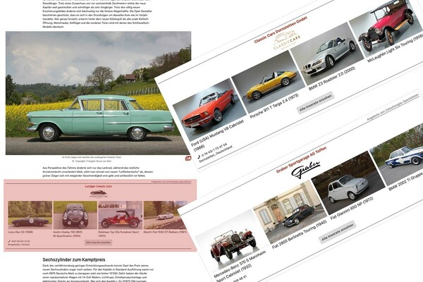 Image: Zwischengas Fahrzeugmark: Dealer banner in the text flow of articles