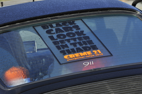 der passende Aufkleber - am fünften Tag der Creme21 2015 - Etappe Nürnberg-Leipzig