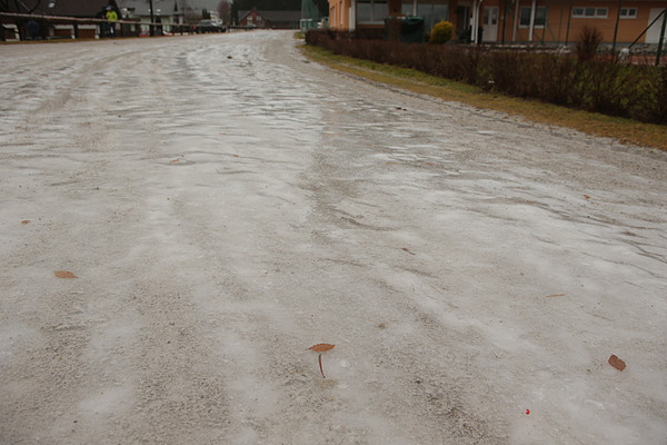die vereiste Trabrennbahn an der Planai Classic 2013