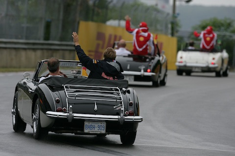 Durchfahrene Fahrerparade mit Austin Healey beim GP von Montreal 2011