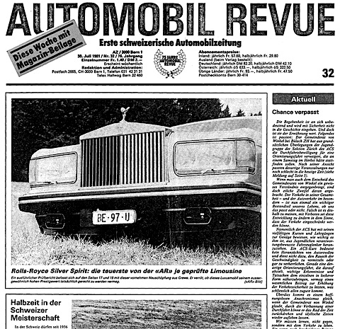 Titelblatt einer Nummer der Automobil Revue von 1981