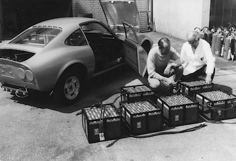 Batterien für den Opel GT, umgebaut zum Elektrofahrzeug, von 1971