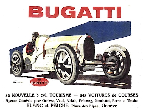 Werbung für Bugatti im Jahre 1928