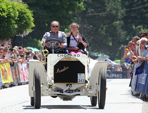 Jochen Mass mühte sich mit dem Mercedes Simplex ab bei den Demorunden der Ennstal Classic 2011