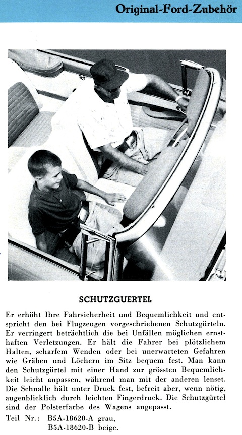 Schutzguertel aus dem Ford-Zubehör-Prospekt von 1955