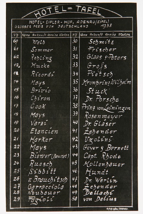 Illustre Gästeliste des Hotels Eifeler Hof aus dem Jahre 1935