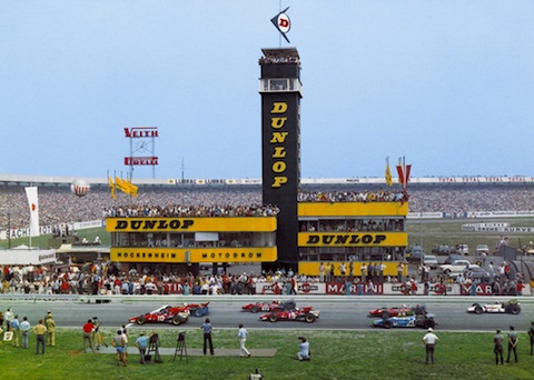 Aufnahme vom Start der Formel 1 in Hockenheim im Jahre 1970