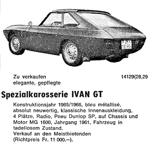 Ivan GT - Inserat in der AR 28 von 1967 auf Seite 28