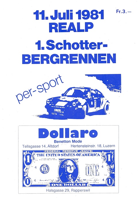 Programmheft Schotterbergrennen Realp-Rotondo von 1981