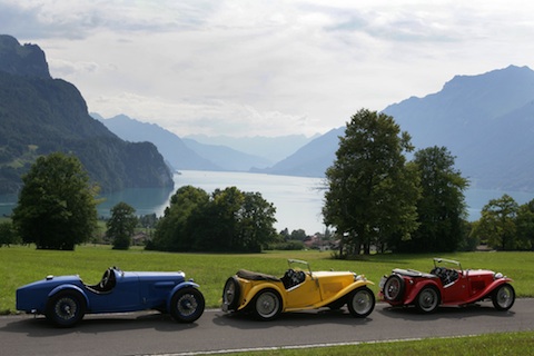 Riley Special von 1933, MG TC von 1947 und 1948 - Treffen in Blau-Gelb-Rot in der Engstlenalp