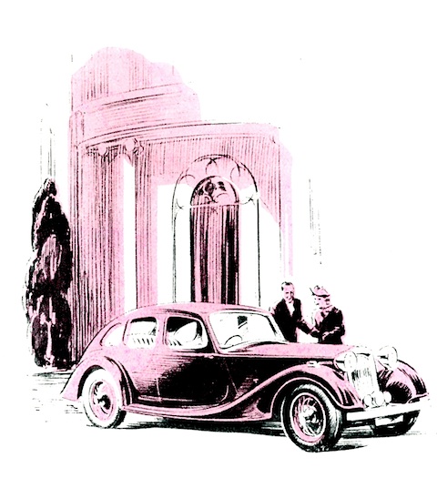 Riley 1 1/2 Litre Illustration im Verkaufsprospekt um 1938