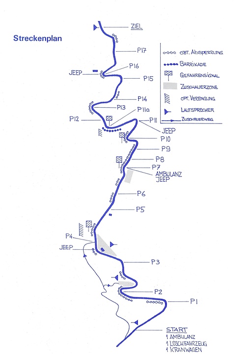 Streckenplan Schotterbergrennen Realp-Rotondo 1981